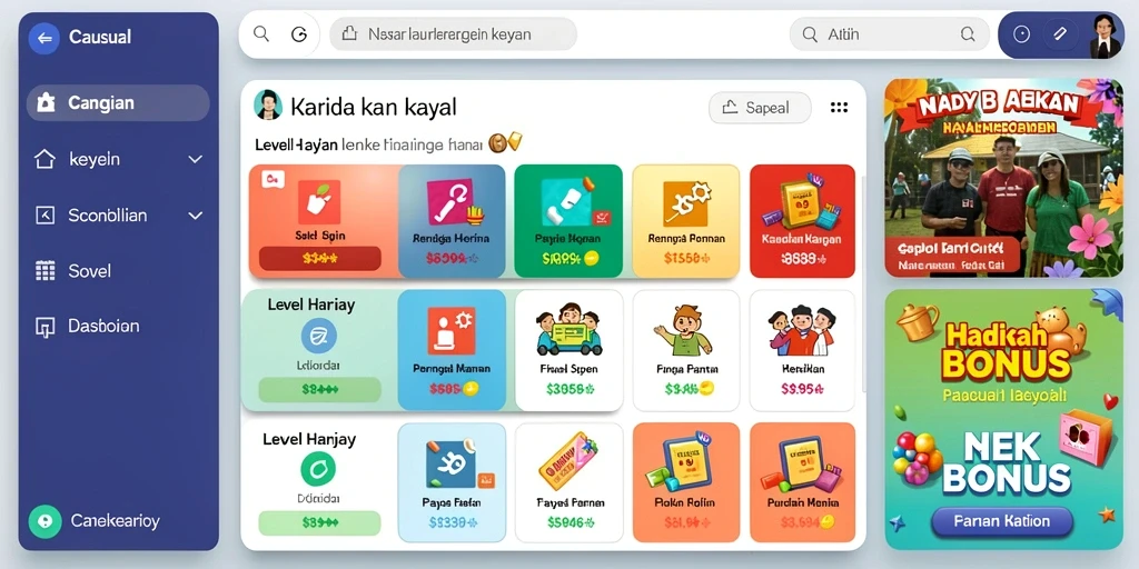 Tampilan antarmuka utama dengan pilihan permainan.